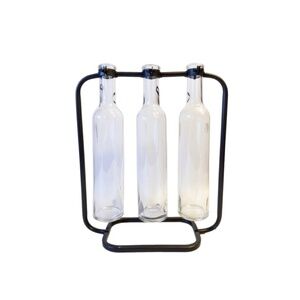 Modern Farmhouse Floating Metal & Glass Vases Set